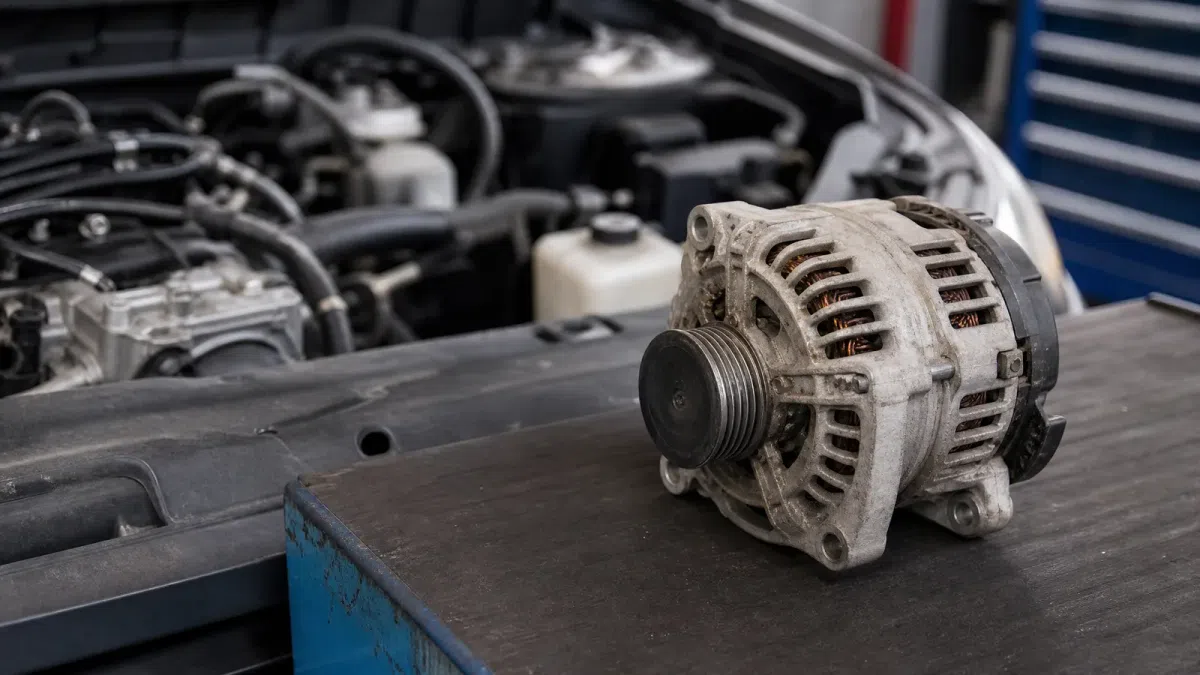 Alternator samochodowy w otoczeniu warsztatowym